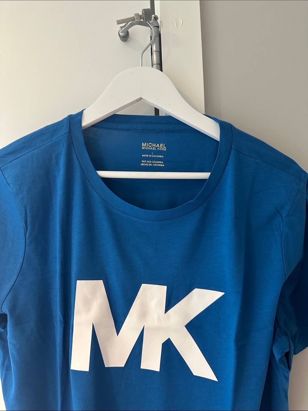 Michael Kors Blue Short-Sleeve Tee with White MK Logo